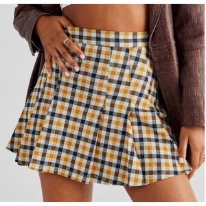 Free People Plaid Mini Skirt Pleated A Line Retro Mod Schoolgirl‎ Style